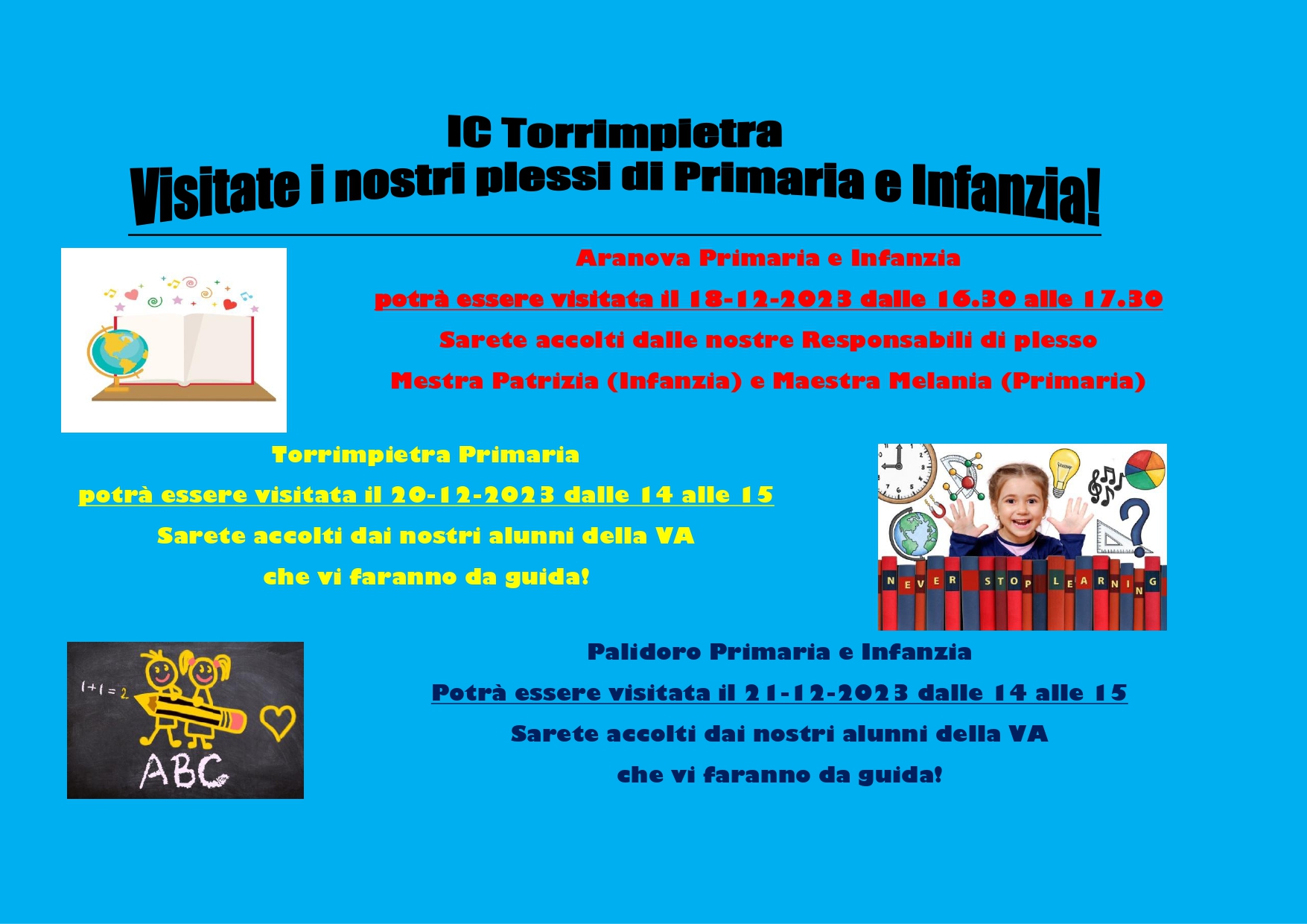 VISITE AI PLESSI DI PRIMARIA E INFANZIA DELL’IC TORRIMPIETRA