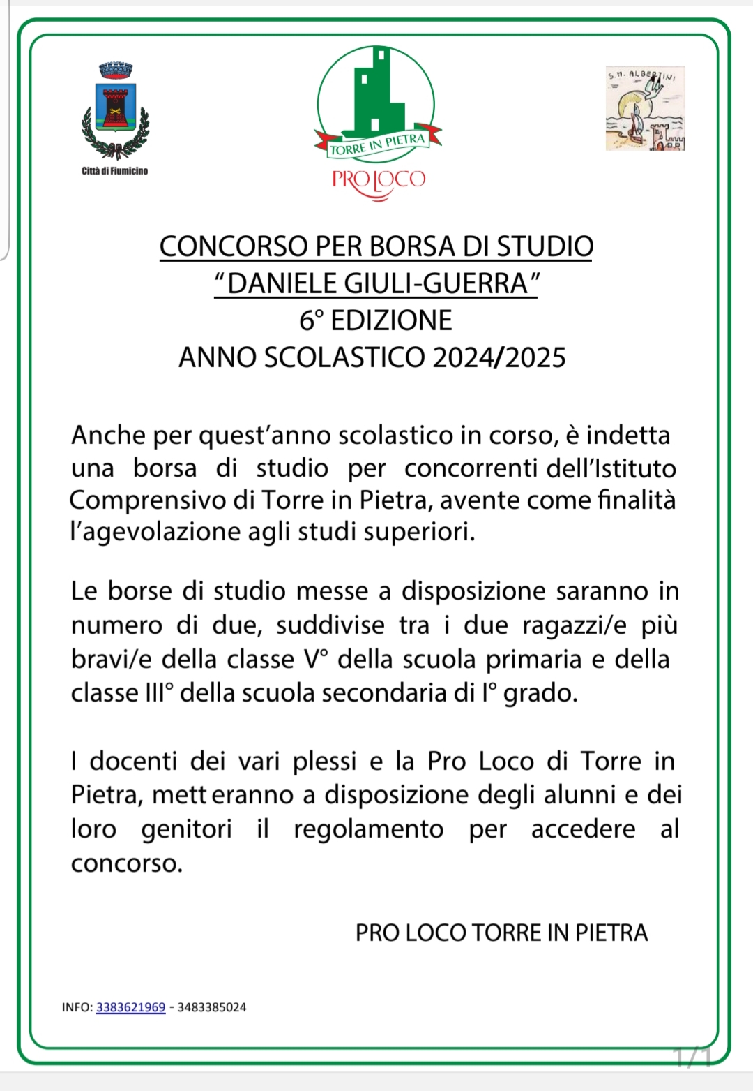 Borsa di studio “Daniele Giuli-Guerra” 2025 (6° Edizione)